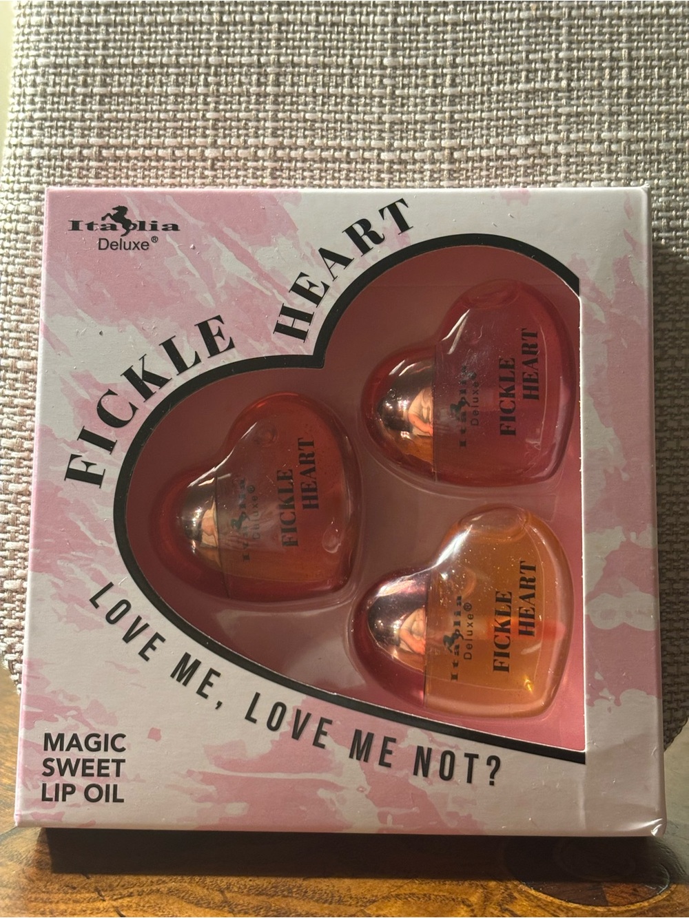 Fickle Heart Pink & Orange Heart Lip Oil Trio